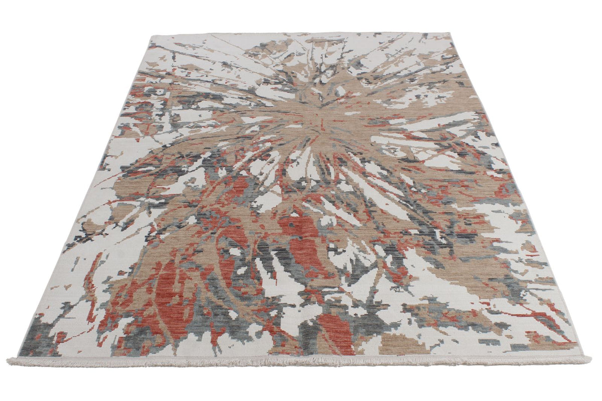 4x6 Ivory and Multicolor Turkish Traditional Rug