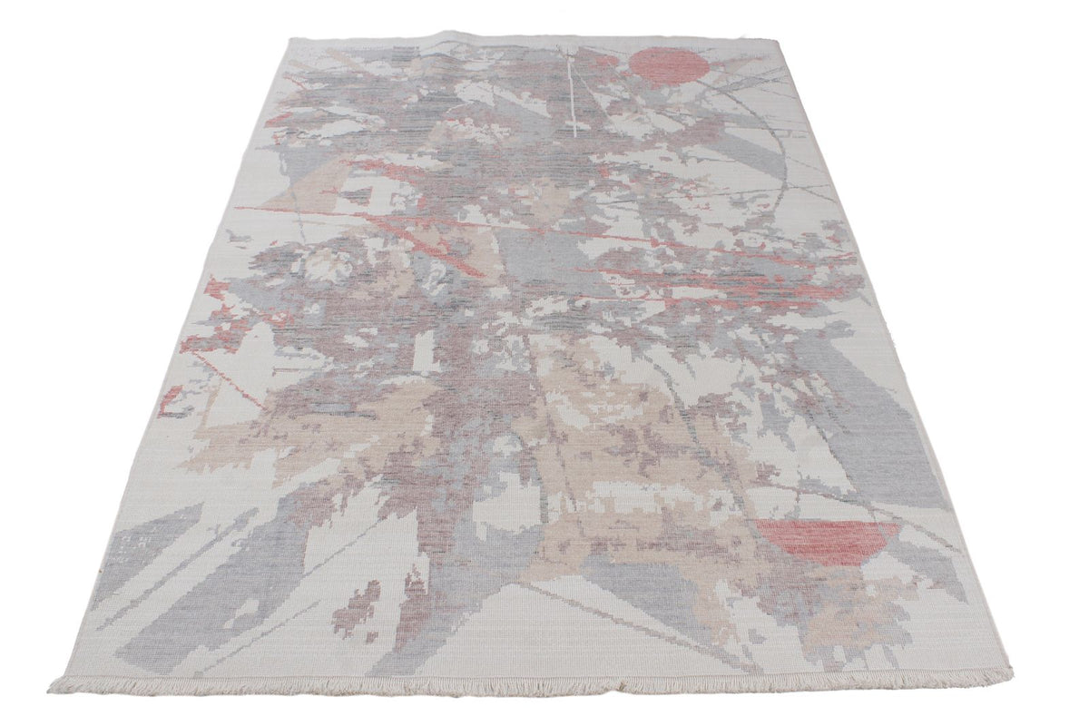 4x6 Ivory and Multicolor Turkish Traditional Rug