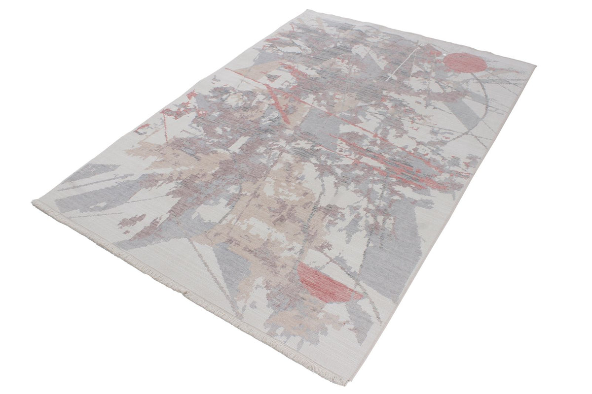 4x6 Ivory and Multicolor Turkish Traditional Rug