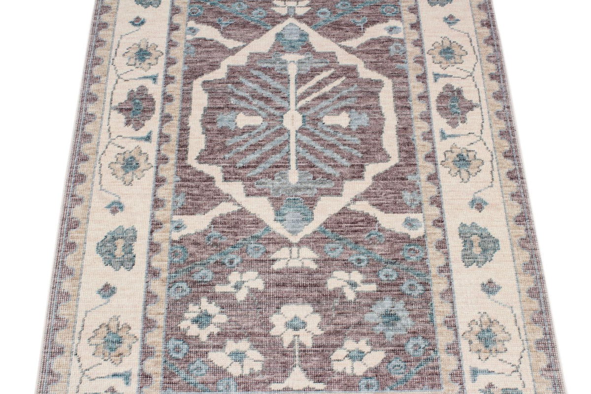 3x10 Purple and Ivory Turkish Traditional Runner