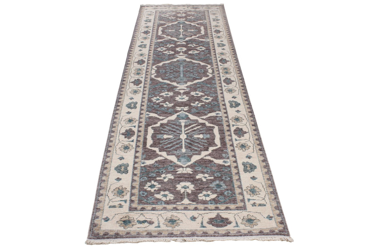 3x10 Purple and Ivory Turkish Traditional Runner