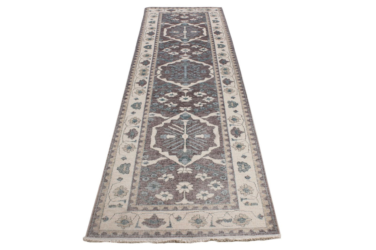 3x10 Purple and Ivory Turkish Traditional Runner