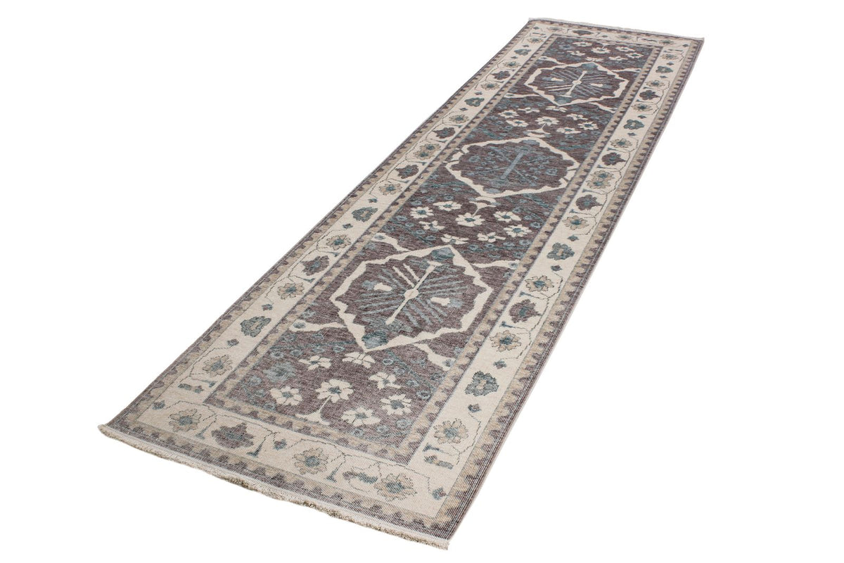 3x10 Purple and Ivory Turkish Traditional Runner