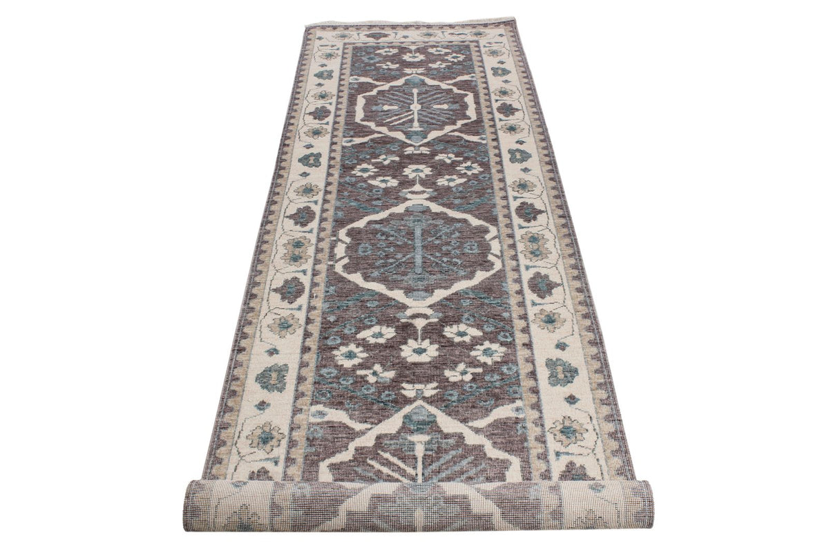 3x10 Purple and Ivory Turkish Traditional Runner