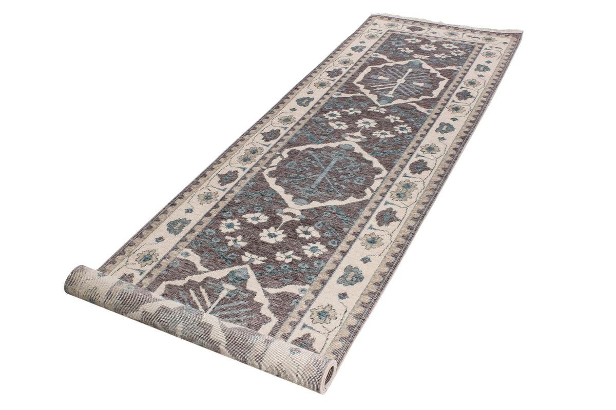 3x10 Purple and Ivory Turkish Traditional Runner