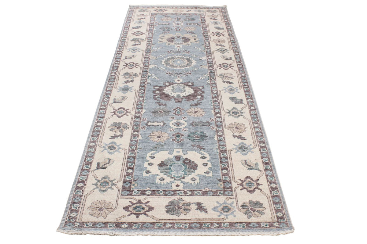 3x11 Blue and Ivory Turkish Traditional Runner