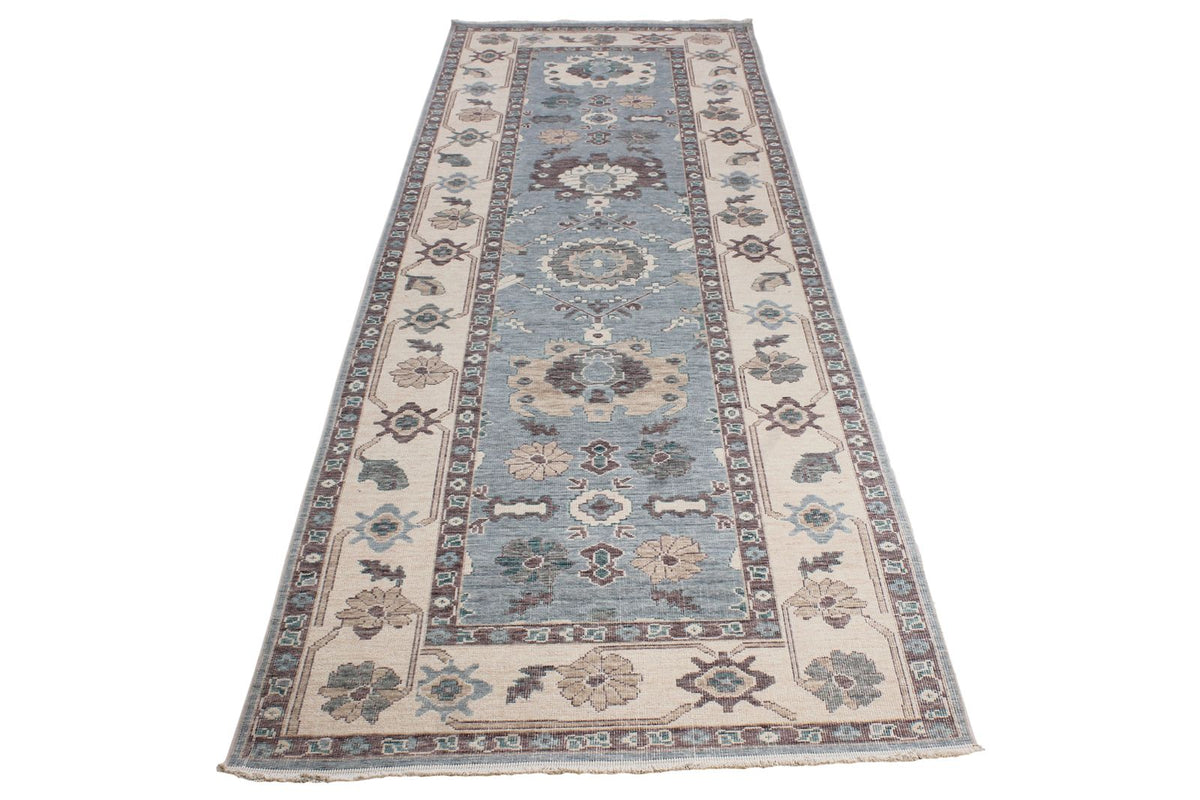 3x11 Blue and Ivory Turkish Traditional Runner