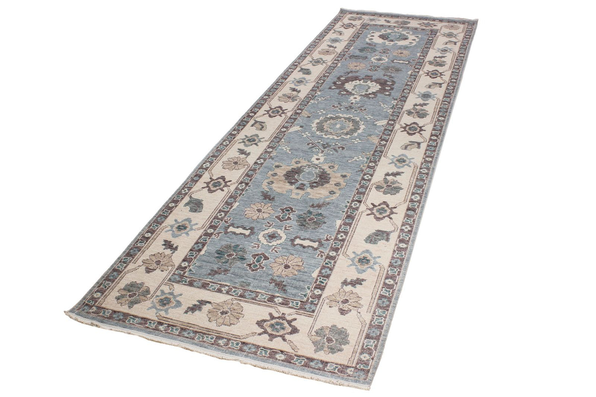 3x11 Blue and Ivory Turkish Traditional Runner