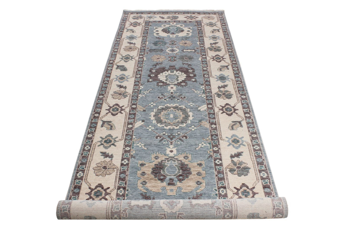 3x11 Blue and Ivory Turkish Traditional Runner