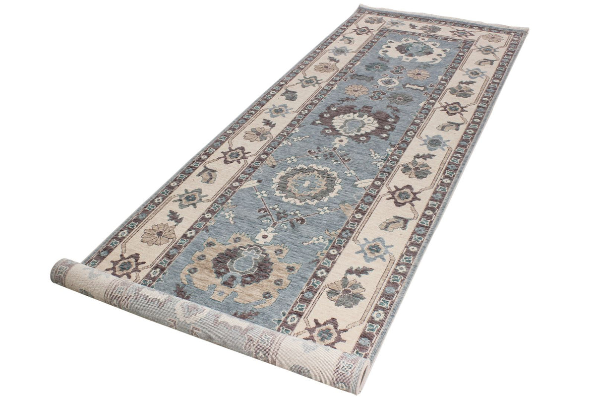3x11 Blue and Ivory Turkish Traditional Runner