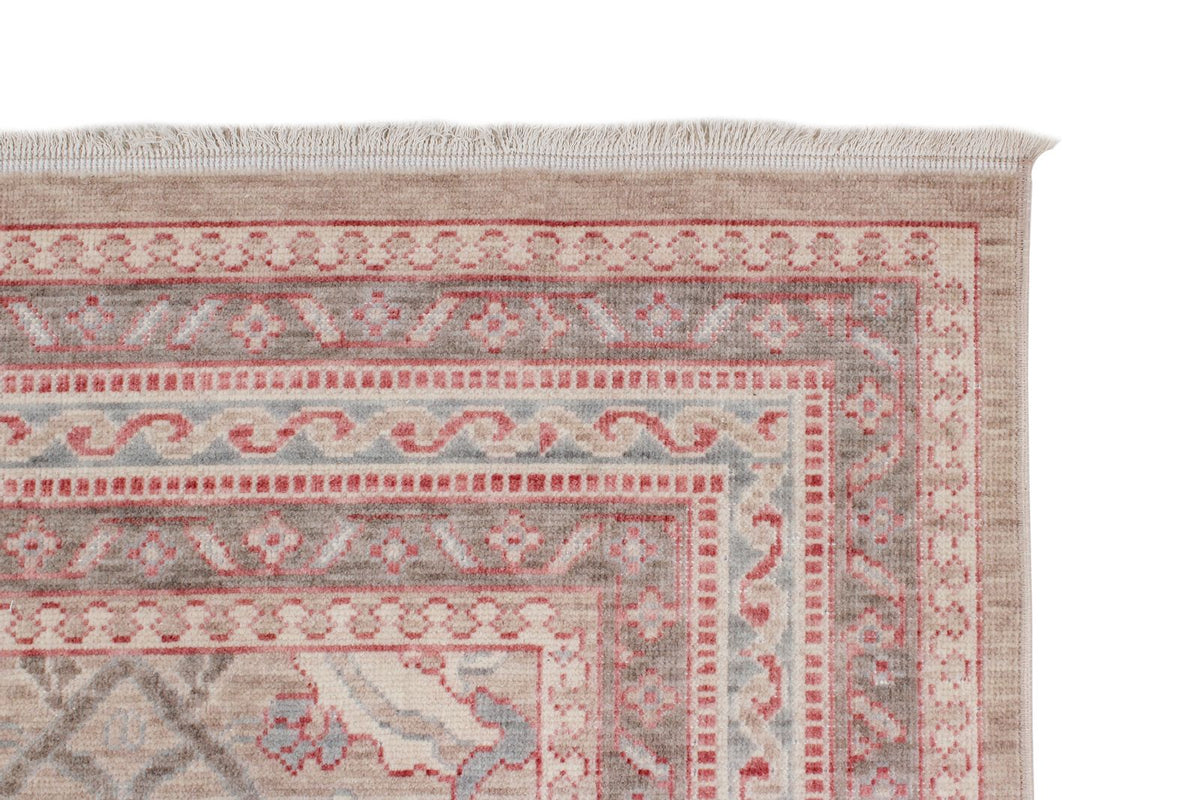 3x9 Beige and Brown Turkish Traditional Runner