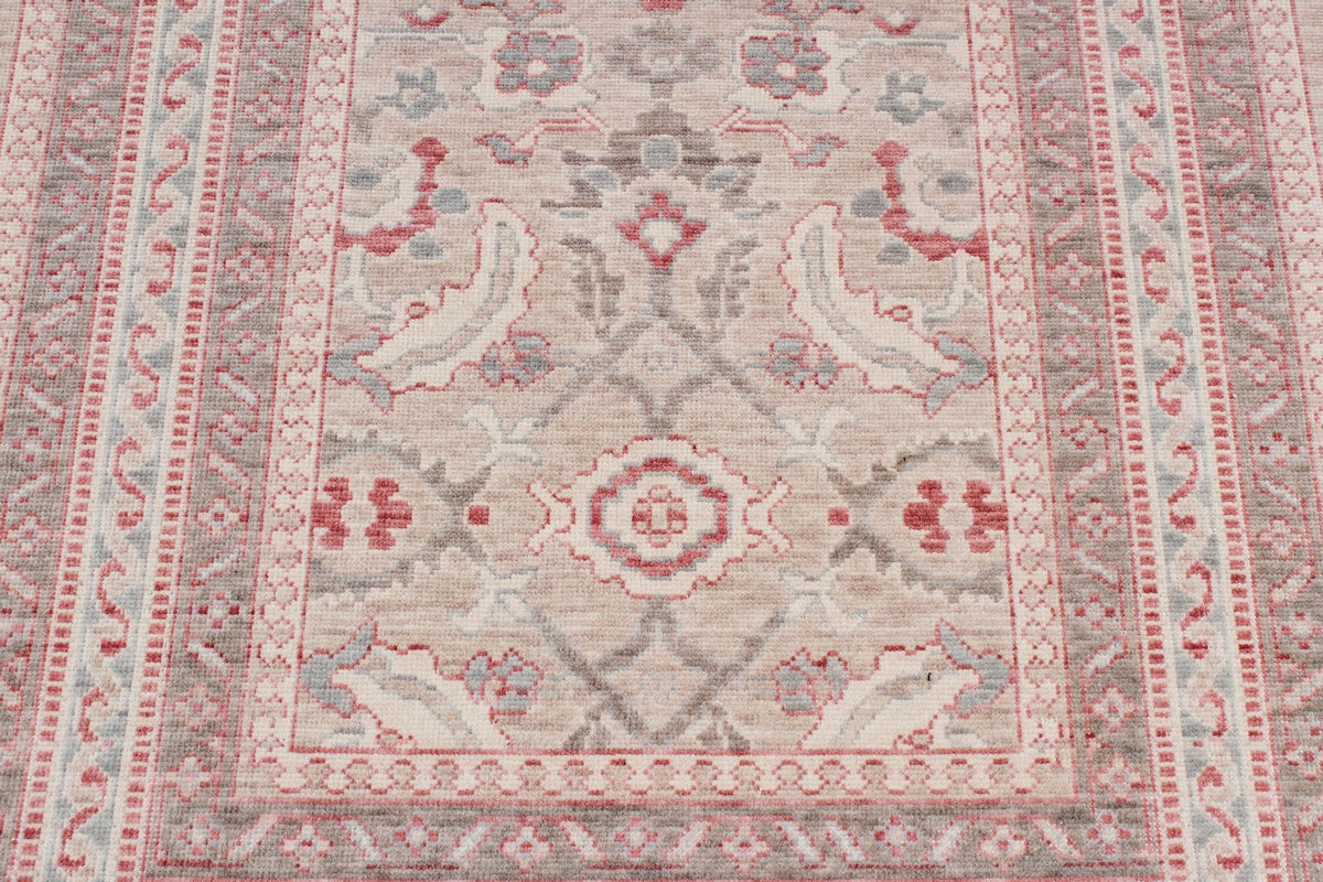 3x9 Beige and Brown Turkish Traditional Runner