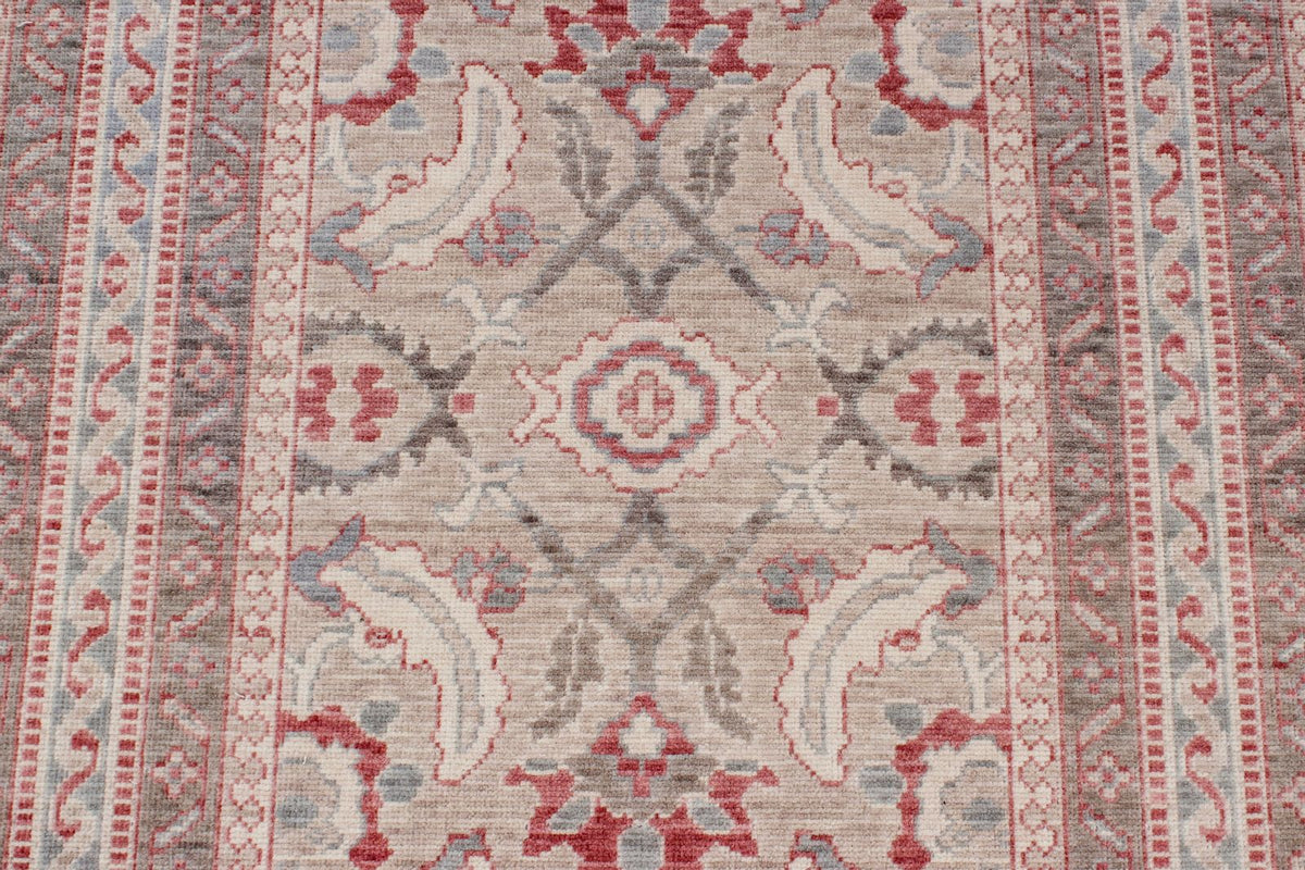 3x9 Beige and Brown Turkish Traditional Runner