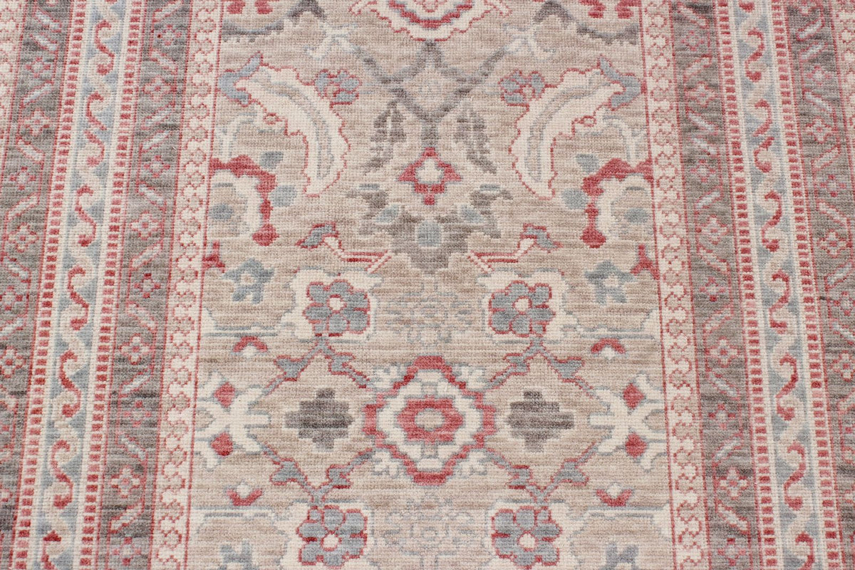 3x9 Beige and Brown Turkish Traditional Runner