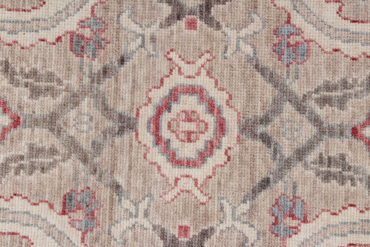 3x9 Beige and Brown Turkish Traditional Runner