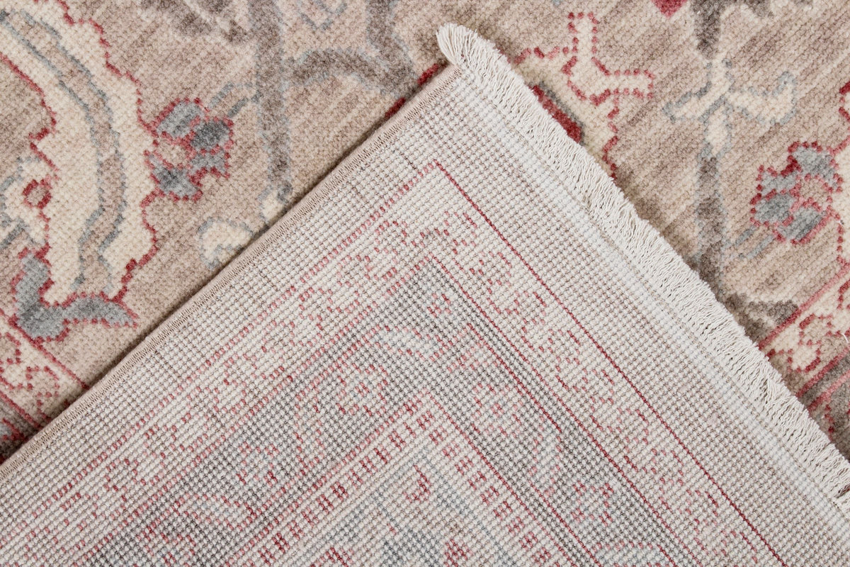 3x9 Beige and Brown Turkish Traditional Runner