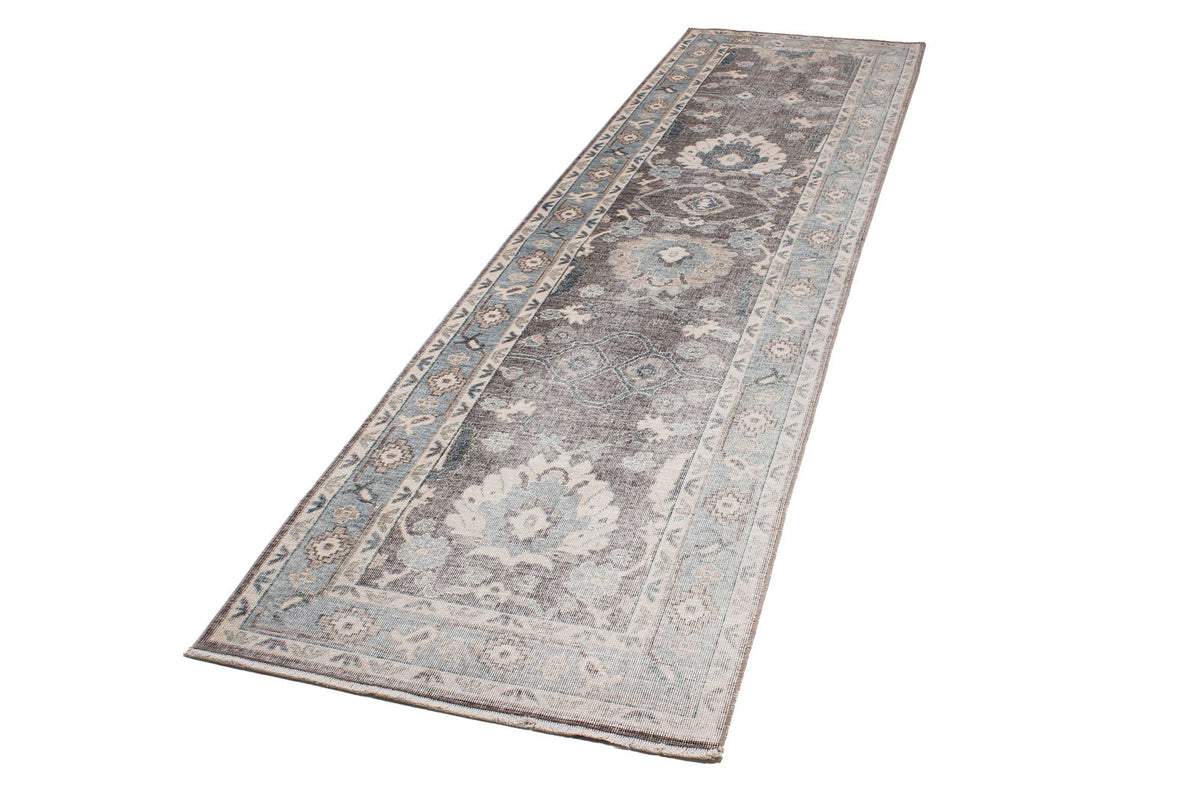 3x10 Gray and Blue Turkish Traditional Runner