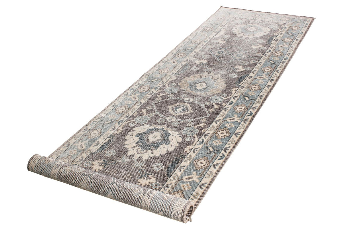 3x10 Gray and Blue Turkish Traditional Runner
