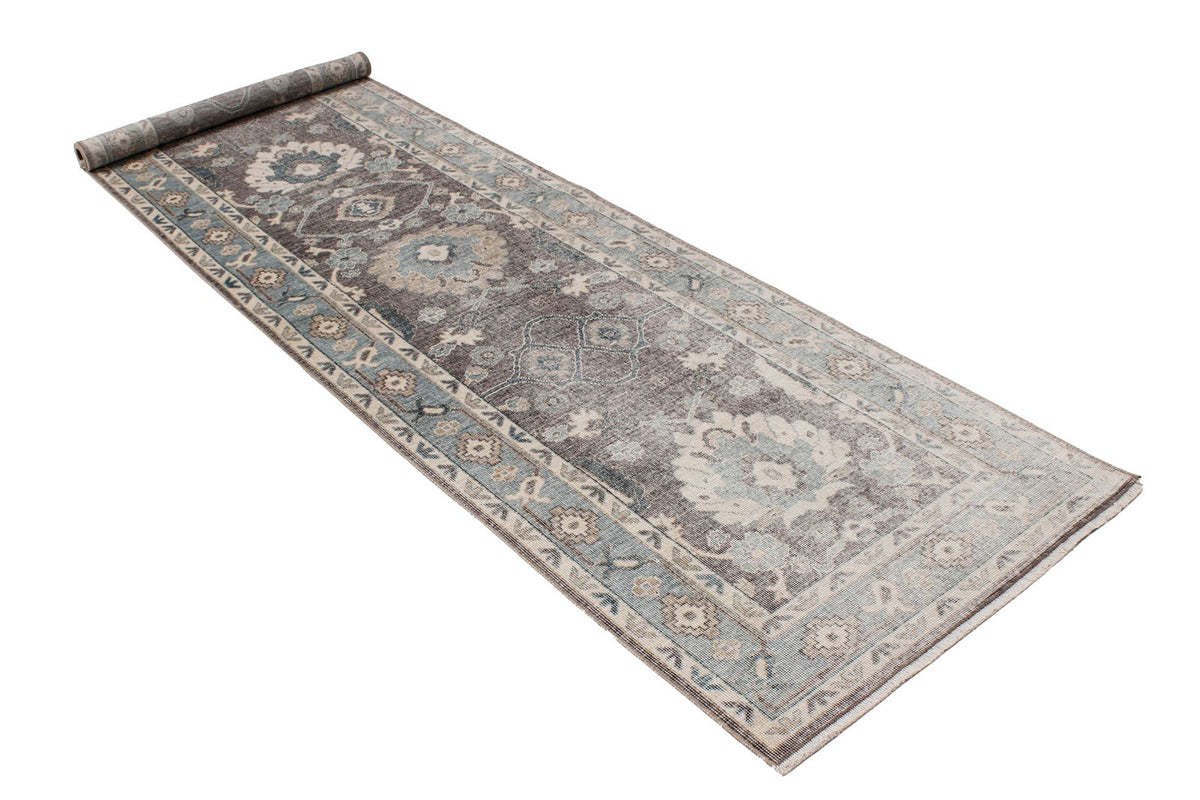 3x10 Gray and Blue Turkish Traditional Runner