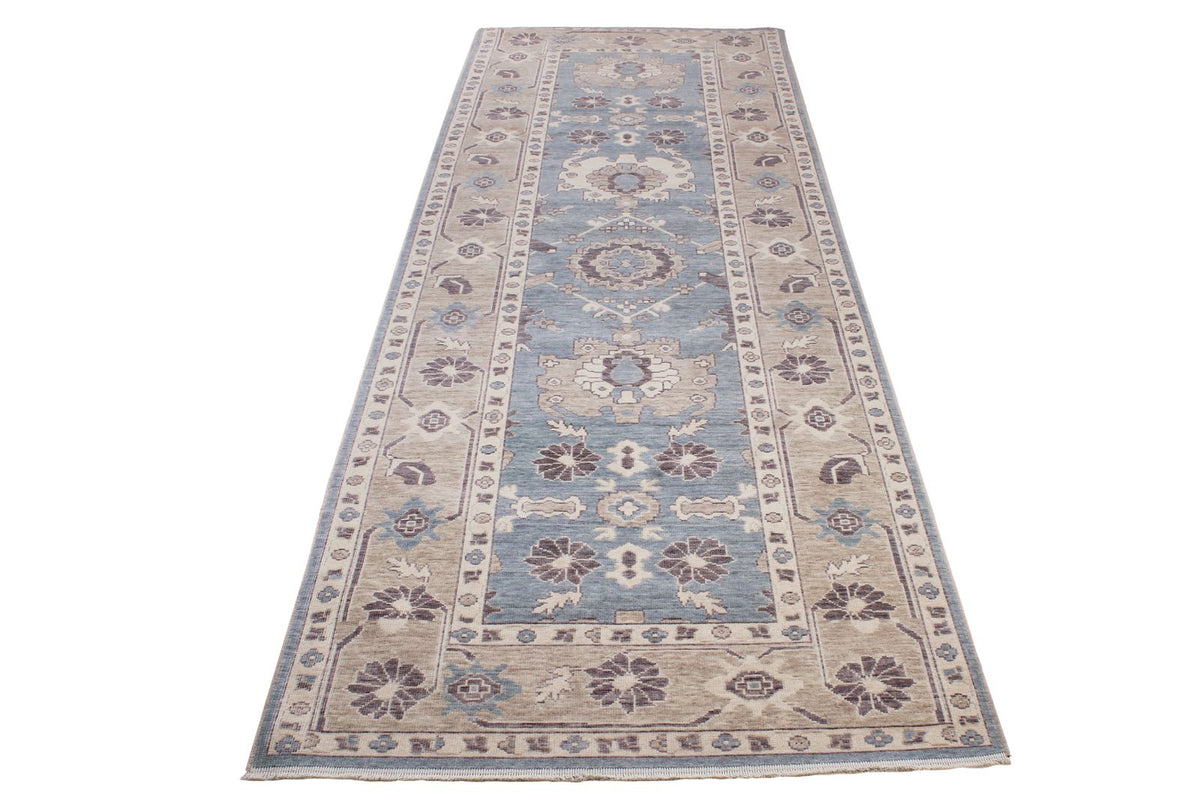 3x11 Blue and Beige Turkish Traditional Runner