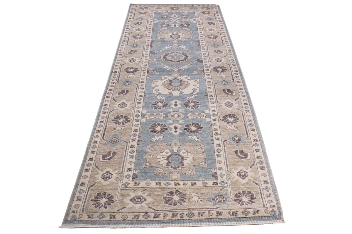 3x11 Blue and Beige Turkish Traditional Runner