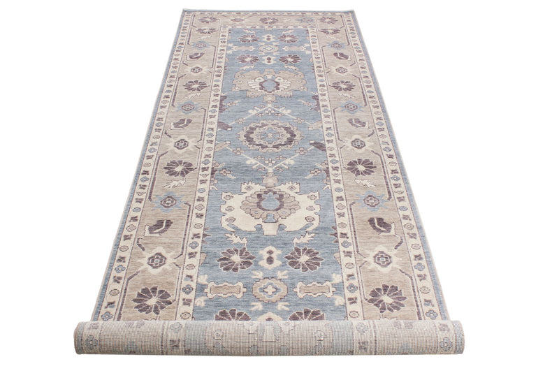 3x11 Blue and Beige Turkish Traditional Runner
