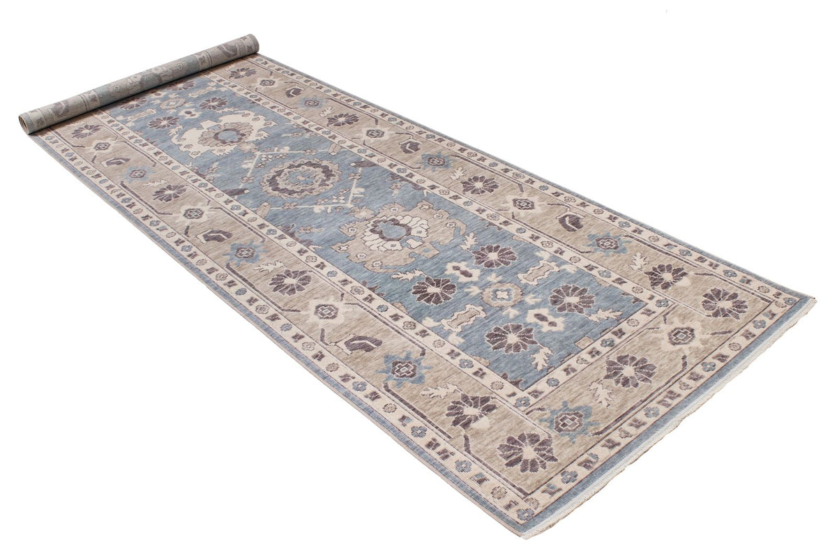 3x11 Blue and Beige Turkish Traditional Runner