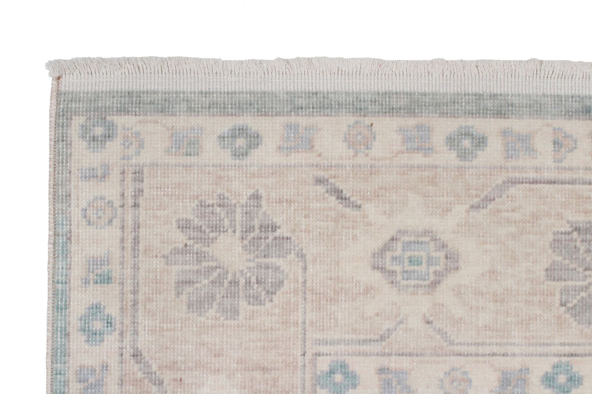 3x11 Green and Beige Turkish Traditional Runner