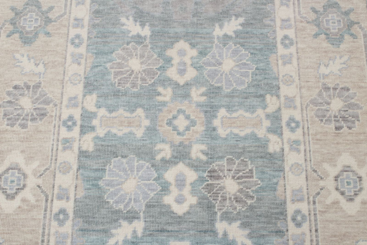 3x11 Green and Beige Turkish Traditional Runner