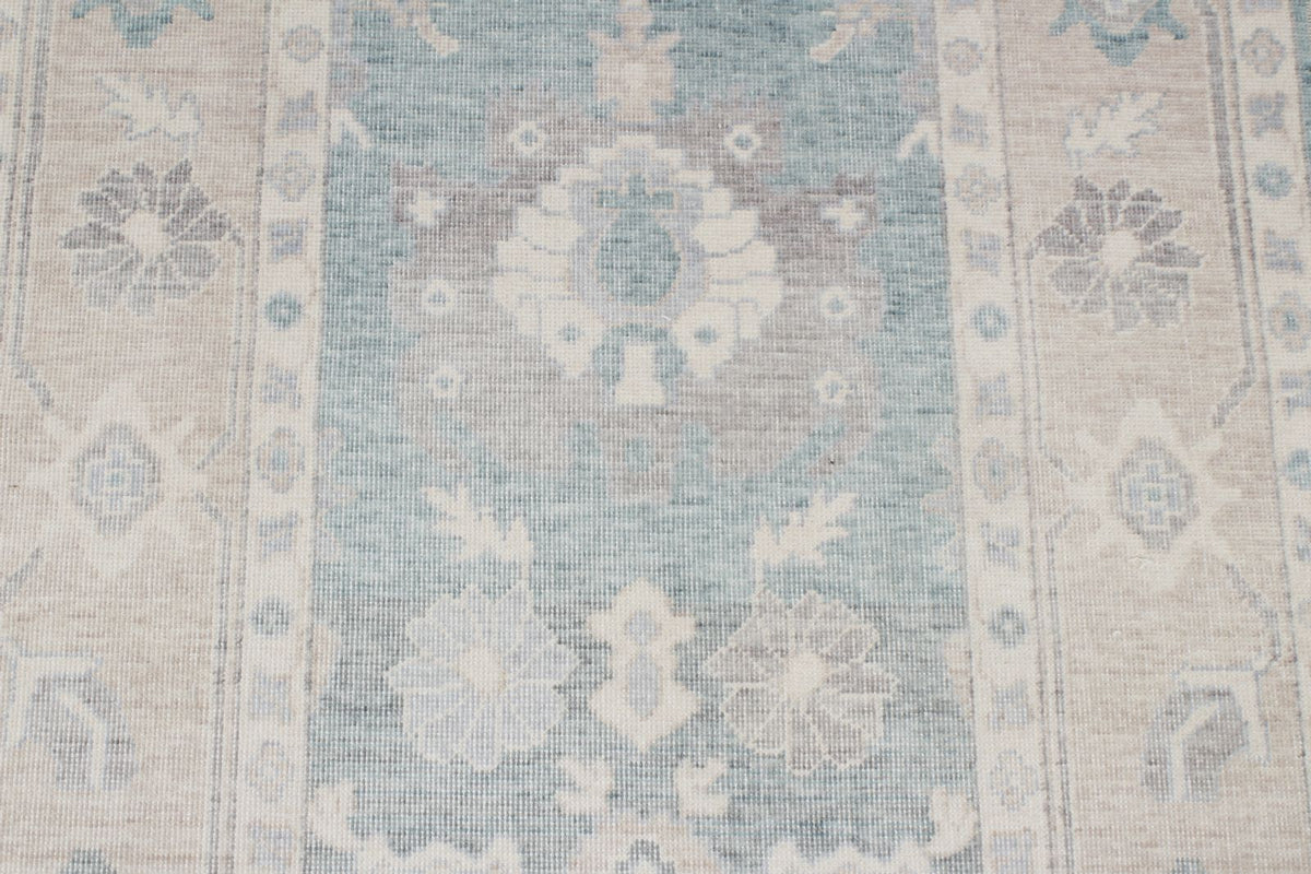 3x11 Green and Beige Turkish Traditional Runner