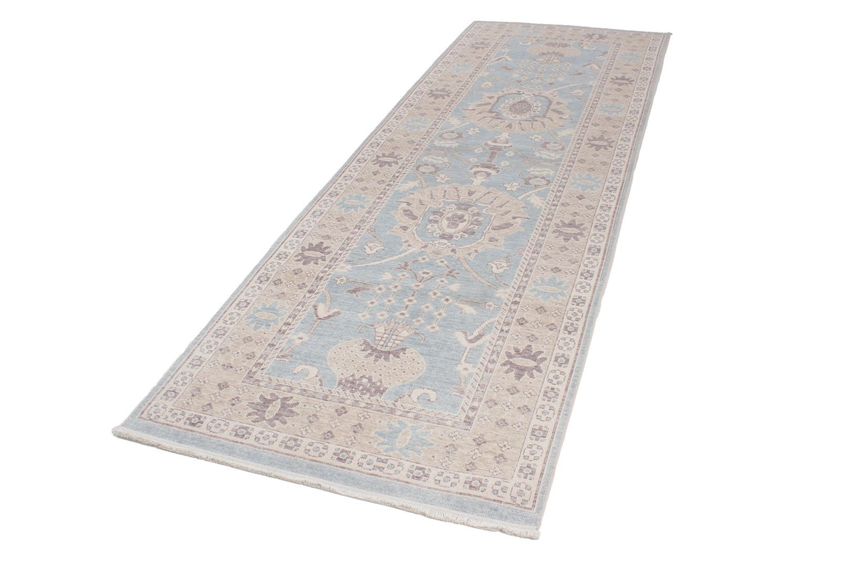 3x10 Blue and Beige Turkish Traditional Runner