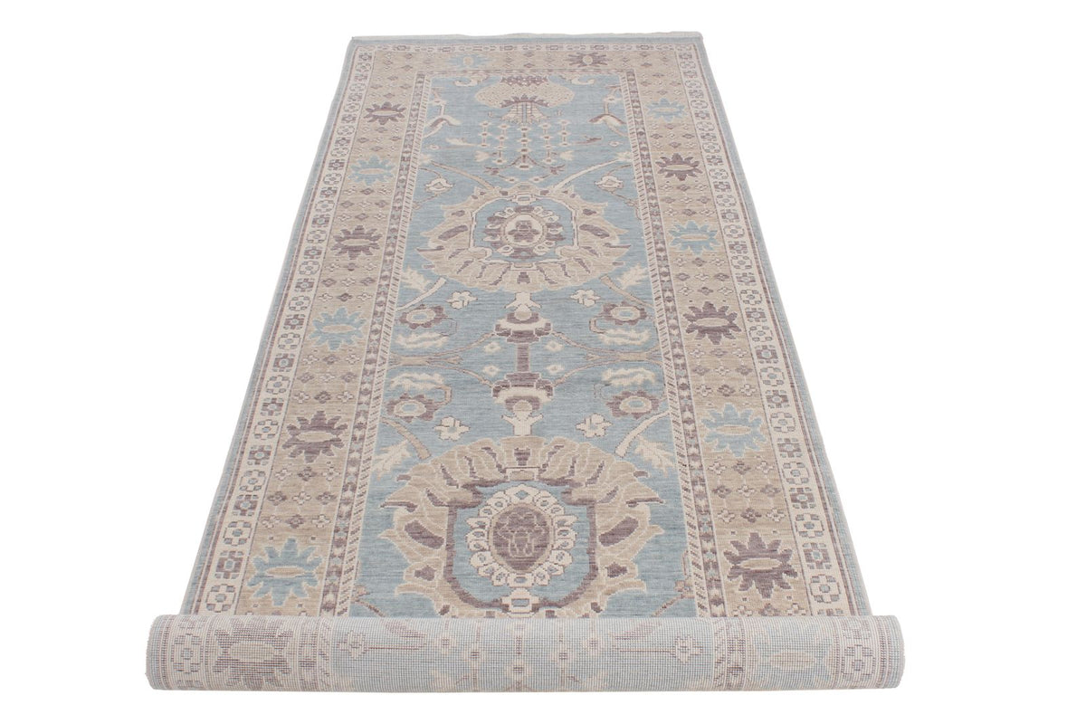 3x10 Blue and Beige Turkish Traditional Runner