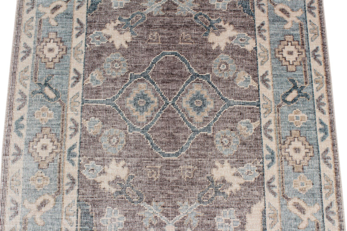 3x10 Purple and Blue Turkish Traditional Runner
