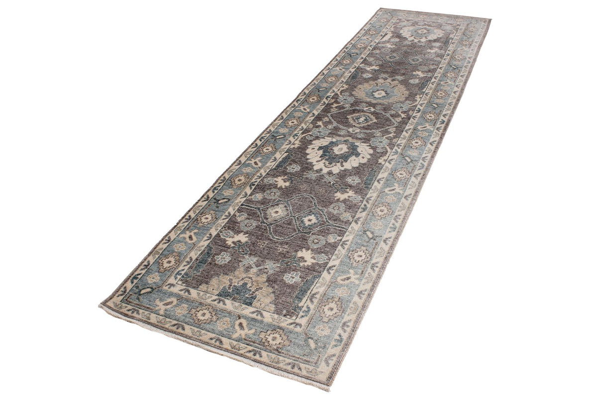 3x10 Purple and Blue Turkish Traditional Runner