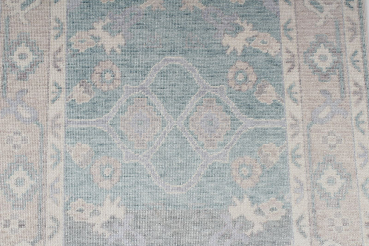 3x10 Green and Beige Turkish Traditional Runner