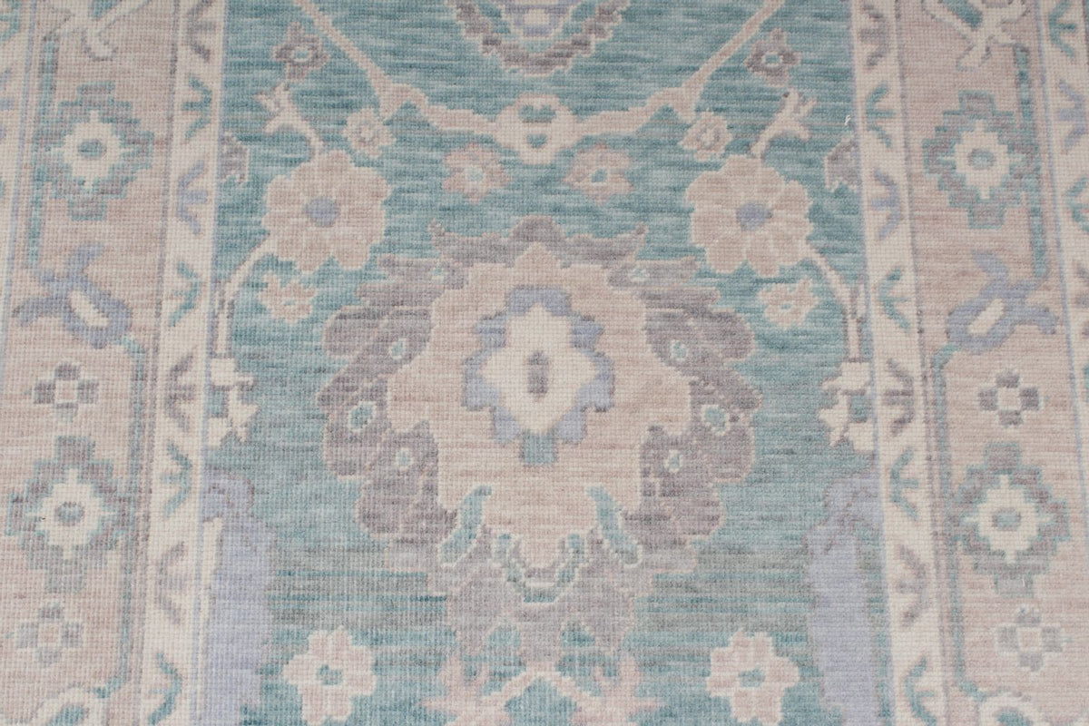 3x10 Green and Beige Turkish Traditional Runner