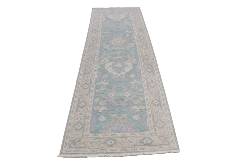 3x10 Green and Beige Turkish Traditional Runner