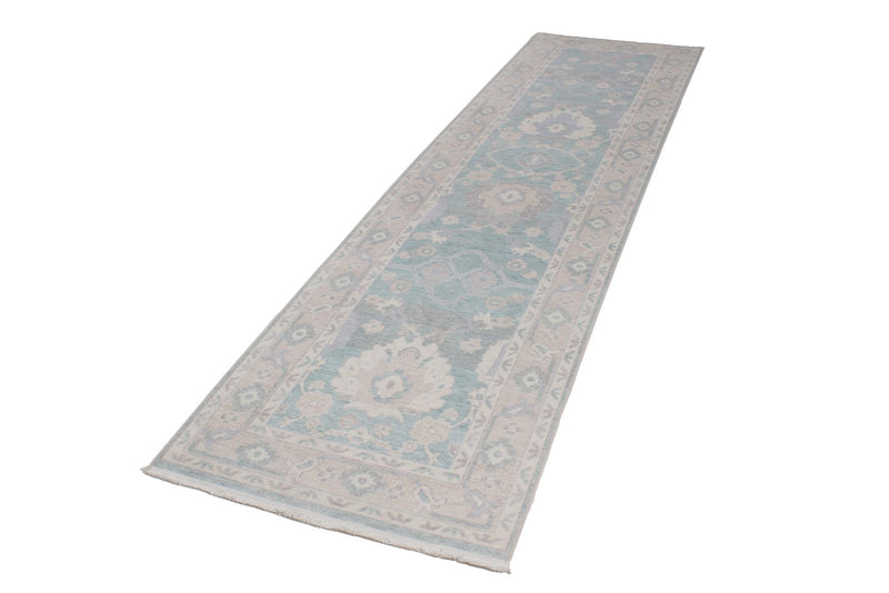 3x10 Green and Beige Turkish Traditional Runner