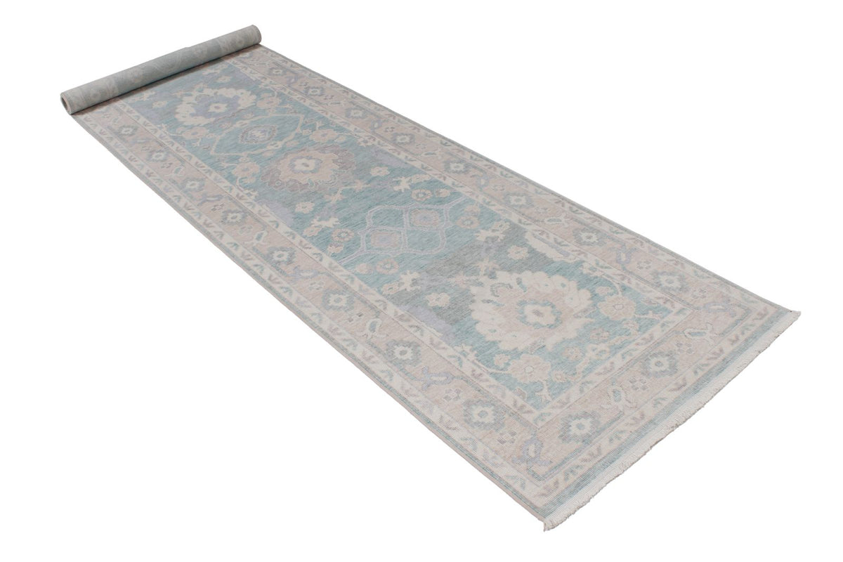 3x10 Green and Beige Turkish Traditional Runner