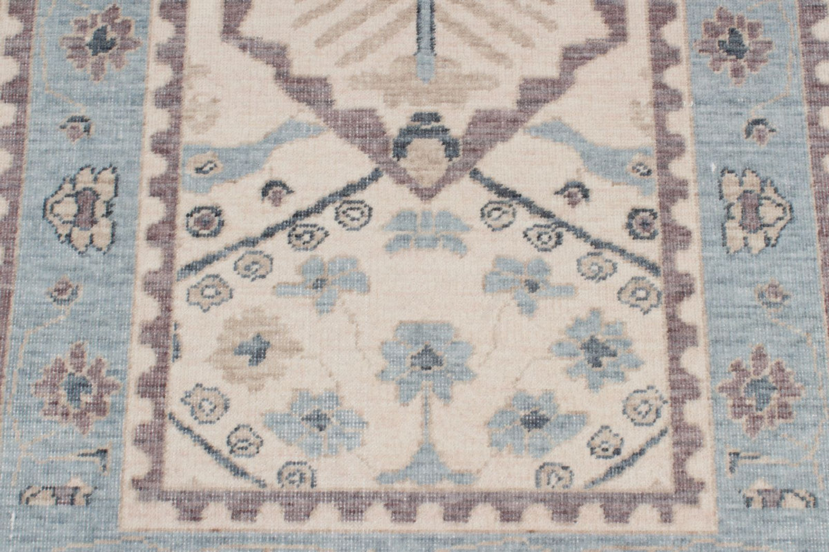 3x10 Ivory and Blue Turkish Traditional Runner