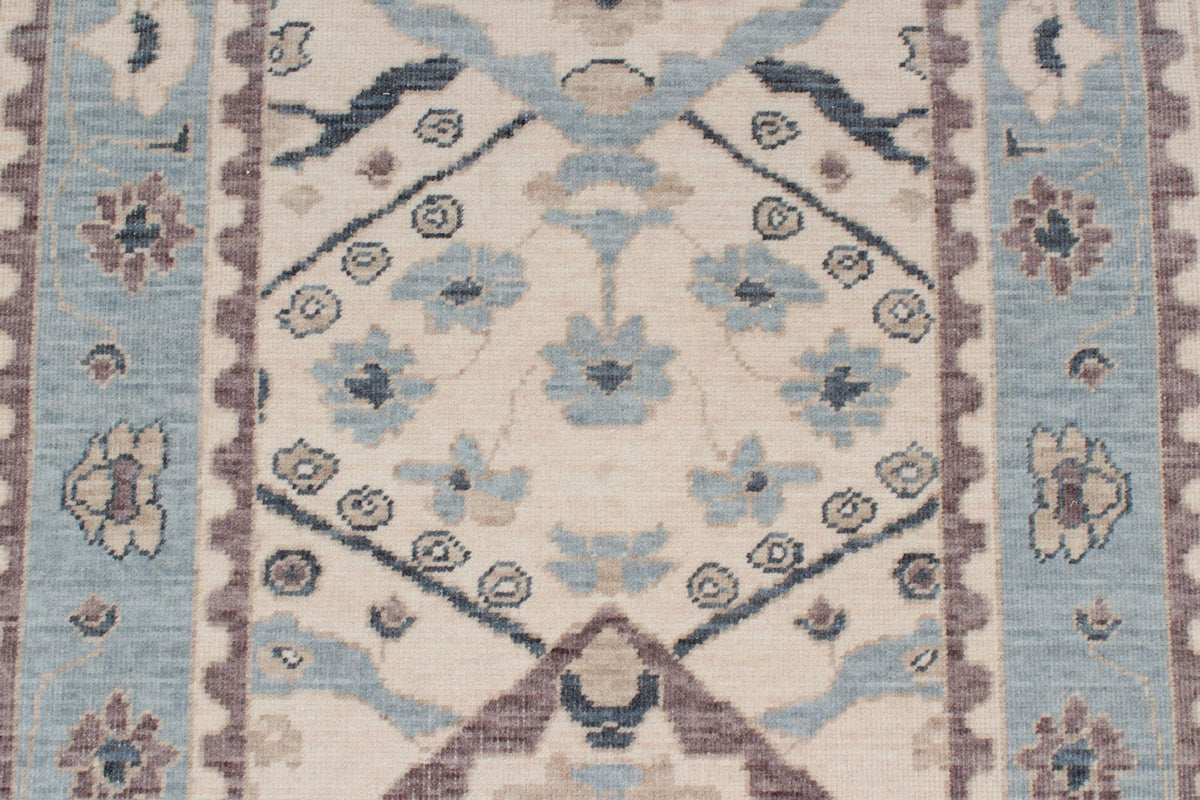 3x10 Ivory and Blue Turkish Traditional Runner