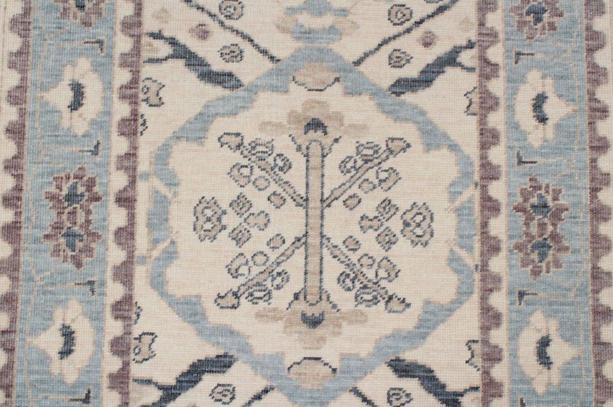 3x10 Ivory and Blue Turkish Traditional Runner