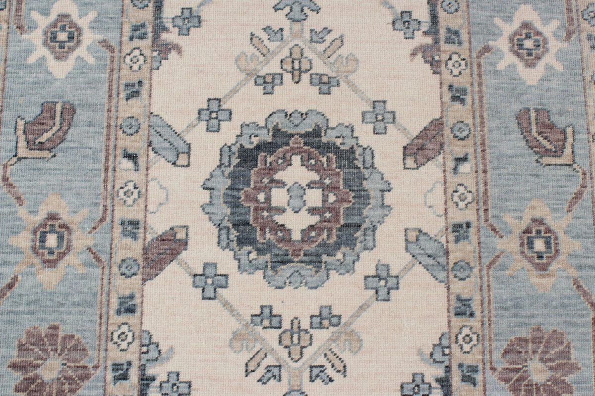 3x11 Ivory and Blue Turkish Traditional Runner