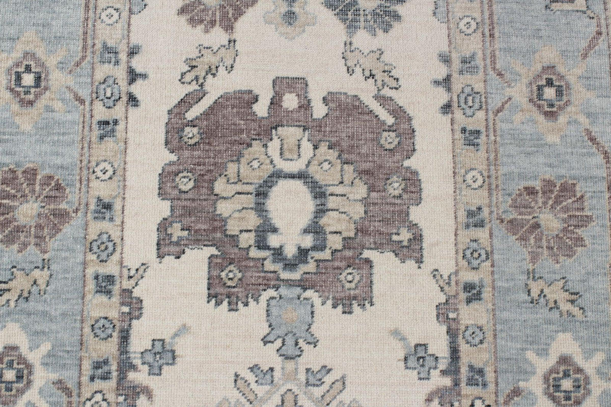 3x11 Ivory and Blue Turkish Traditional Runner