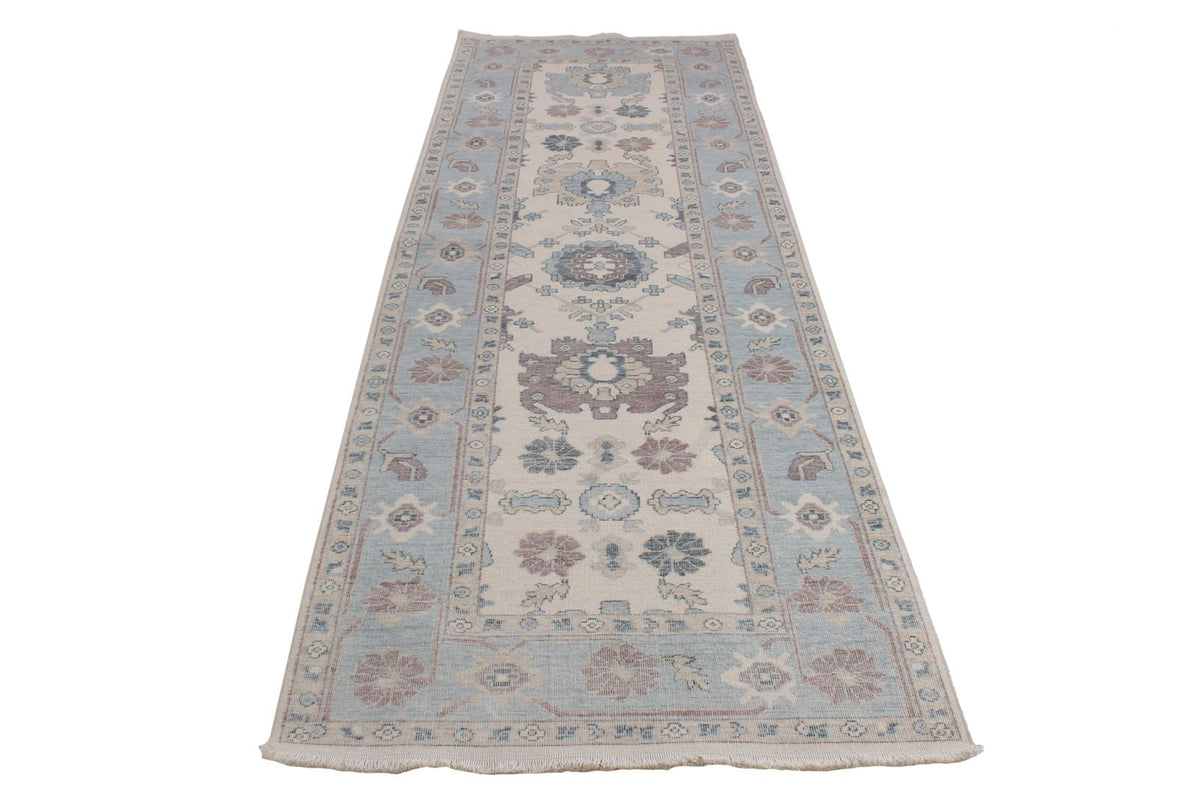 3x11 Ivory and Blue Turkish Traditional Runner