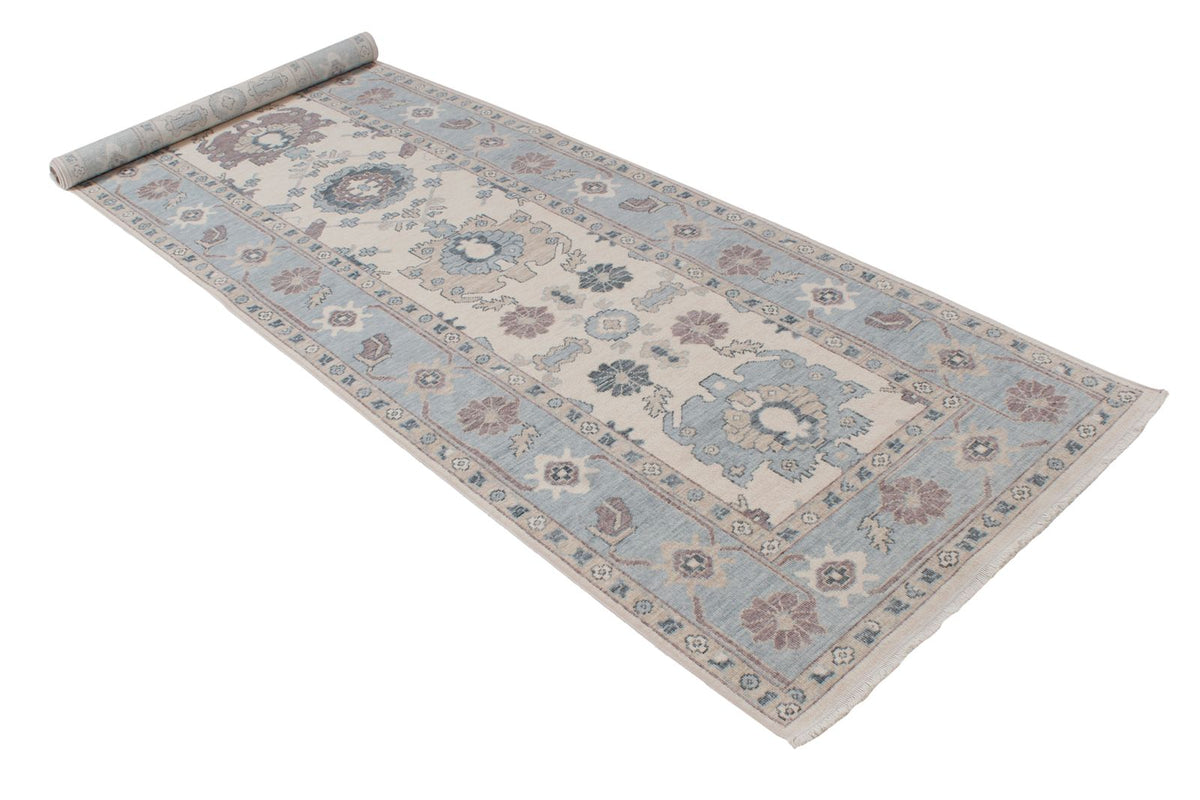 3x11 Ivory and Blue Turkish Traditional Runner