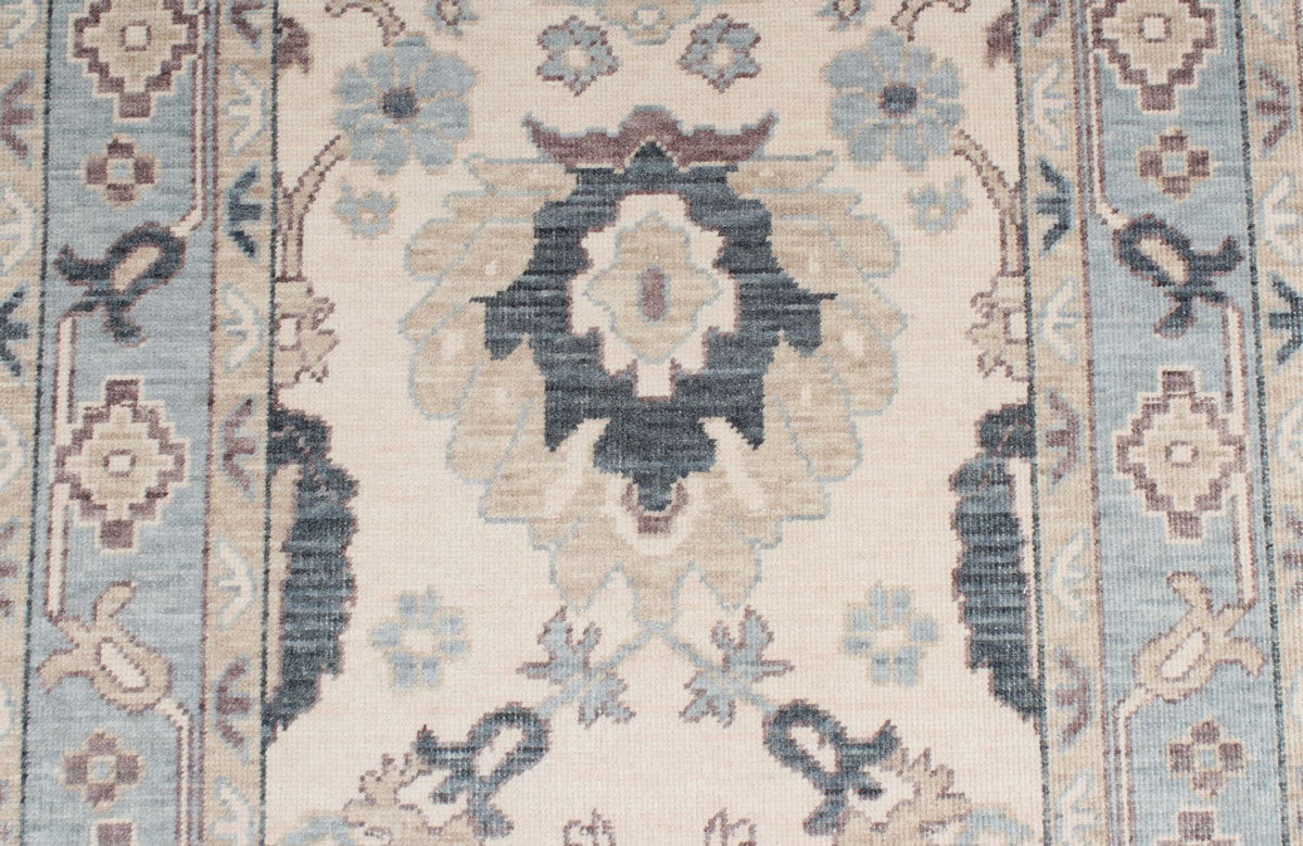 3x11 Ivory and Blue Turkish Traditional Runner