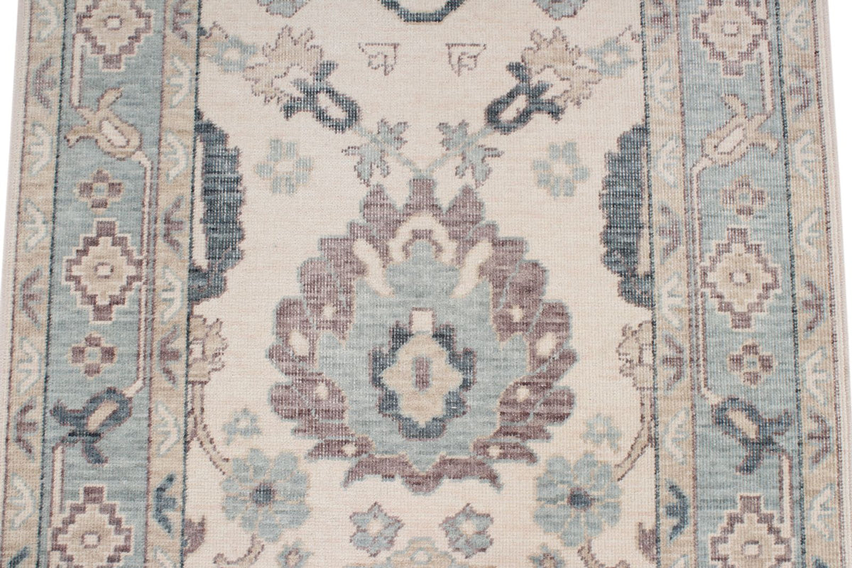3x11 Ivory and Blue Turkish Traditional Runner