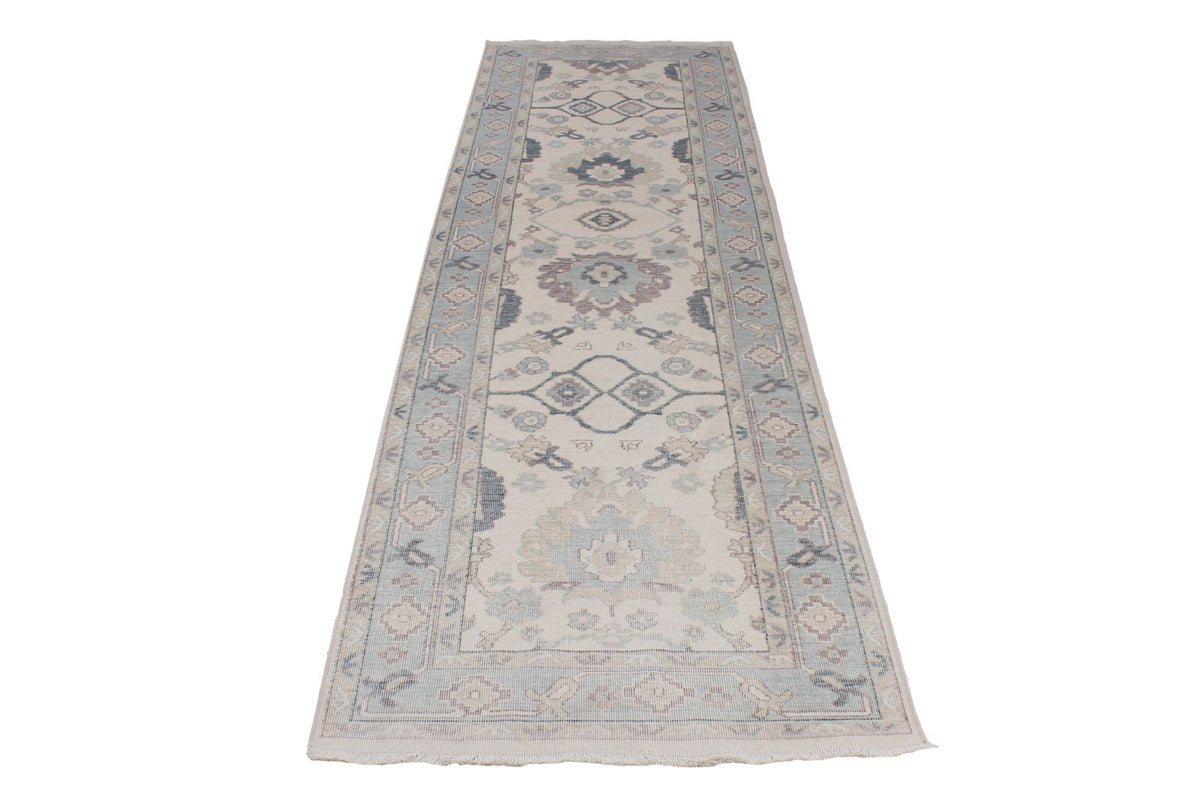 3x11 Ivory and Blue Turkish Traditional Runner