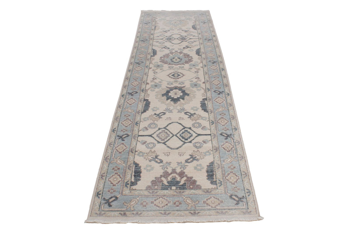 3x11 Ivory and Blue Turkish Traditional Runner